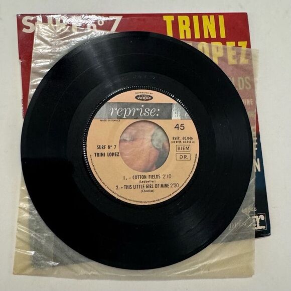 Trini Lopez Surf No. 7 Cotton Fields France Ep W/ Picture Sleeve RVEP 60046 - Picture 7 of 9